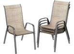 Set Di Sedie Da Giardino In Metallo - 4 Sedie Da Giardino Impilabili In Textilene - Sedie Con Schienale Alto Per Balcone, Giardino E Terrazza - Marrone - Portata Massima 150 Kg. Portata 150 Kg