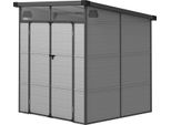 Capanno Per Attrezzi In Plastica 3,24M³ 190X191X215Cm Capanno Per Attrezzi Con Tetto A Una Falda, Porta Con Serratura, Capanno Da Giardino Resistente Alle Intemperie, Armadio Per Capanno Da Giardino All'aperto Per Cortile, Area Esterna, Grigio Chiaro Aosom