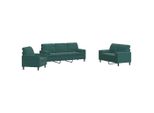 Syfax™ Set Di Divani 3 Pz Con Cuscini E Rinforzi Verde Scuro Velluto