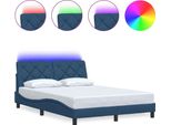 Vidaxl Struttura Letto Con Led Senza Materasso Tessuto Blu 140X200 Cm