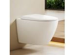 Emke Wc Sospeso In Ceramica Senza Bordo Wc Sospeso A Risparmio Idrico Con Risciacquo Diretto Doppio Foro Di Risciacquo Coperchio Con Chiusura Morbida Bianco Lucido