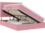 Vidaxl Letto Con Contenitore E Led Con Materasso Rosa 140 X 190 Cm Velluto