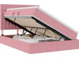 Vidaxl Letto Con Contenitore E Led Con Materasso Rosa 140 X 190 Cm Velluto