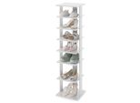 Costway Scarpiera A 8 Ripiani, Scarpiera In Legno, Organizzatore Di Scarpe, Scaffale Ad Angolo Per Ingresso, Corridoio, Grigio