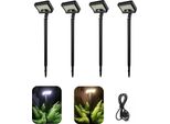 Inf 4 Pezzi 92 Led Lampade Solari Da Giardino - Luce Calda Nera Per Prato
