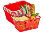Cestino Per La Spesa Succebuy, 4 Pezzi, 21 Litri, Robusto Cestino In Plastica Pe Con Manici, Impilabile E Portatile, Ideale Per Generi Alimentari, Vendita Al Dettaglio, Negozi, Supermercati E Uso Domestico, Rosso