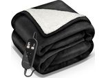 Coperta Elettrica Sinnlein® Con Spegnimento Automatico 160X120Cm Nero | Coperta Elettrica Riscaldata Con 9 Impostazioni Di Temperatura | Coperta Coccolosa Lavabile Per Letto, Divano | Coperta Elettrica Con Timer Display Digitale