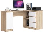 Scrivania Angolare B20 Clp Destra Sonoma/Bianco Con 3 Cassetti E 4 Ripiani
