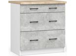 Armadio Da Cucina Oliwia S80 3 Cassetti Bianco Cemento Elegante E Funzionale