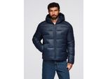 Giacca Puffer Da Uomo Trapuntata Ombre Con Cappuccio Blu Scuro Xl