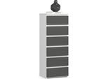 Comò CL6 40 Cm Bianco E Grigio Grafite Con 6 Cassetti Per Camera Da Letto E Cameretta