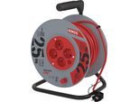 Emos Cavo Di Prolunga Rosso In Bobina 25 M, 4 Prese, Pvc, 230V, 1,5 Mm2 P19425