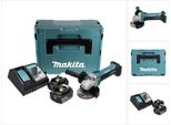 Makita Dga 452 Rfj Smerigliatrice Angolare A Batteria 18V / 115 Mm In Valigetta Makpac + 2X Batterie 3,0 Ah + Caricabatterie