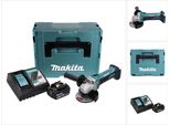 Makita Dga 452 RT1J Smerigliatrice Angolare A Batteria 18V / 115 Mm In Valigetta Makpac + 1X Batteria 5,0 Ah + Caricabatterie