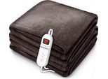 Sinnlein® Coperta Riscaldante In Peluche 160 X 120 Cm Marrone Testata SÜD Gs | Coperta Riscaldante Elettrica Con Spegnimento Automatico | Coperta Accogliente | Funzione Timer | 9 Impostazioni Di Temperatura | Lavabile Fino A 40°C | Display Digitale