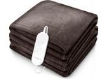 Sinnlein® Coperta Riscaldante In Peluche 180 X 130 Cm Marrone Testata SÜD Gs | Coperta Riscaldante Elettrica Con Spegnimento Automatico | Coperta Accogliente | Funzione Timer | 9 Impostazioni Di Temperatura | Lavabile Fino A 40°C | Display Digitale