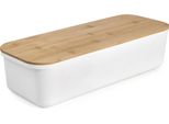 Ibili-Accesorios Portapane, Polipropilene/Bambù, 39,5X15X10 Cm, Bianco/Marrone