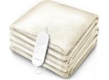 Sinnlein® Coperta Riscaldante Peluche 200 X 180 Cm Beige Testata SÜD Gs | Coperta Riscaldante Elettrica Con Spegnimento Automatico | Coperta Accogliente | Funzione Timer | 9 Impostazioni Di Temperatura | Lavabile Fino A 40°C | Display Digitale