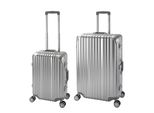 Set Di 2 Valigie, Bagaglio A Mano, Valigia L, Trolley In Policarbonato Rigido In Alluminio Travelhouse London Set Di 2 Valigie S, L, Argento