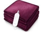 Coperta Riscaldante Sinnlein® Peluche 160 X 120 Cm Rosso SÜD Gs Tested | Coperta Riscaldante Elettrica Con Spegnimento Automatico | Coperta Accogliente | Funzione Timer | 9 Impostazioni Di Temperatura | Lavabile Fino A 40°C | Display Digitale