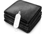 Coperta Riscaldante Sinnlein® Peluche 180 X 130 Cm Antracite SÜD Gs Tested | Coperta Riscaldante Elettrica Con Spegnimento Automatico | Coperta Accogliente | Funzione Timer | 9 Impostazioni Di Temperatura | Lavabile Fino A 40°C | Display Digitale