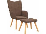 Vidaxl Poltrona Relax Con Sgabello In Tessuto Marrone