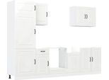 Vidaxl Set Di 7 Mobili Da Cucina Kalmar In Materiale Ligneo Bianco Lucido