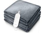 Sinnlein® Coperta Riscaldante In Peluche 160 X 120 Cm Grigio Chiaro | Coperta Riscaldante Elettrica Con Spegnimento Automatico | Coperta Accogliente | Funzione Timer | 9 Impostazioni Di Temperatura | Lavabile Fino A 40°C | Display Digitale