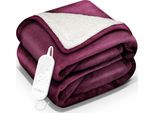Coperta Elettrica Sinnlein® Con Spegnimento Automatico 160X120Cm Rosso Vino | Coperta Elettrica Riscaldata Con 9 Livelli Di Temperatura | Coperta Coccolosa Lavabile Per Letto, Divano | Coperta Elettrica Con Timer Display Digitale