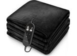 Sinnlein® Coperta Riscaldante In Peluche 160 X 120 Cm Nero | Coperta Riscaldante Elettrica Con Spegnimento Automatico | Coperta Accogliente | Funzione Timer | 9 Impostazioni Di Temperatura | Lavabile Fino A 40°C | Display Digitale