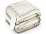 Coperta Elettrica Sinnlein® Con Spegnimento Automatico 160X120Cm Beige | Coperta Elettrica Riscaldata Con 9 Impostazioni Di Temperatura | Coperta Coccolosa Lavabile Per Letto, Divano | Coperta Elettrica Con Timer Display Digitale