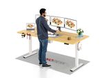 Sanodesk Scrivania Regolabile In Altezza 200X80Cm Elettrica Con 4 Funzioni Di Memoria, Protezione Anticollisione, Portata 70Kg, Con Ganci E Contenitore (Acero)