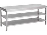 Tavolo Da Lavoro Gastro-Inox In Acciaio Inox Con Doppia Base 1600X700X880Mm