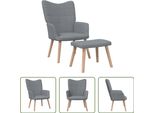 The Living Store Poltrona Relax Con Sgabello In Tessuto Grigio Chiaro
