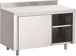 Armadio Da Lavoro Gastro-Inox Con Ante Scorrevoli E Alzatina 2000X600X880Mm
