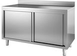 Armadio Da Lavoro Gastro-Inox Con Ante Scorrevoli E Alzatina, 1400X600X880M