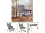 The Living Store Poltrona A Dondolo Con Sgabello In Tessuto Grigio Chiaro