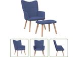 The Living Store Poltrona Relax Con Sgabello In Tessuto Blu
