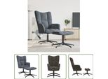 The Living Store Poltrona Relax Con Poggiapiedi In Velluto Grigio Scuro