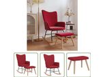 The Living Store Sedia A Dondolo Con Sgabello In Tessuto Rosso Vino