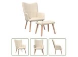 The Living Store Poltrona Relax Con Poggiapiedi In Tessuto Crema