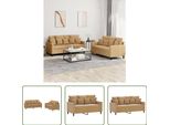 The Living Store Set Divano 2 Pezzi Set Divano Con Cuscini In Velluto Marrone