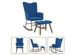 The Living Store Sedia A Dondolo Con Sgabello In Velluto Blu
