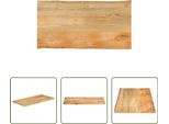 The Living Store Piano Del Tavolo Con Bordo Ad Albero 100X60X3,8 Cm In Legno Massiccio Di Mango