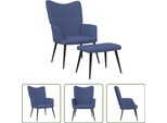 The Living Store Poltrona Relax Con Sgabello In Tessuto Blu