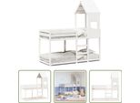 The Living Store Letto A Castello Con Tetto Bianco 90X190 Cm In Legno Di Pino Massiccio