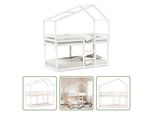 The Living Store Letto A Castello Con Tetto Bianco 75X190 Cm In Legno Di Pino Massiccio