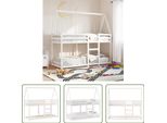 The Living Store Letto A Castello Con Tetto Bianco 75X190 Cm In Legno Di Pino Massiccio