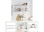 The Living Store Mensole A Muro 2 Pz. 100X40X3 Cm Acciaio Inox Argento