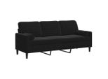 Divano A 3 Posti Con Cuscini Decorativi In Velluto Nero 180 Cm